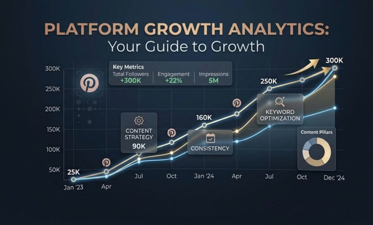Pinterest analytics dashboard showing impression growth reaching 107k daily impressions for fashion niche account